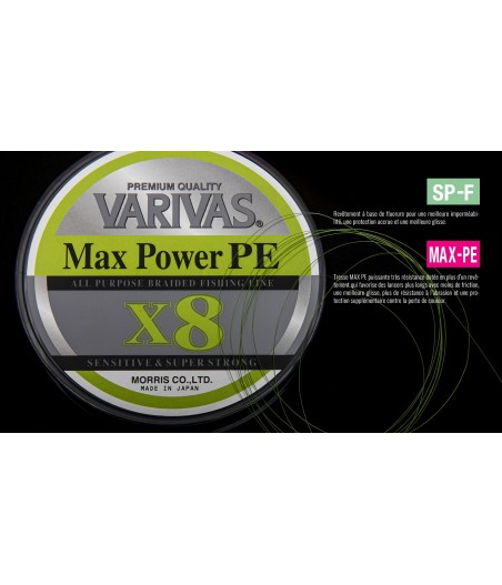 VARIVAS MAX POWER PE X8 0.06mm LIME GREEN 150m